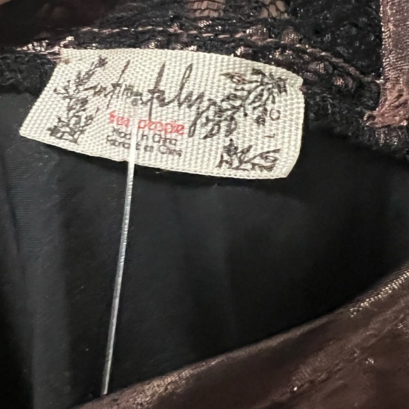 FREE PEOPLE Sunset Shimmer Midi Slip / Black Rose Gold NWT size Large - Picture 6 of 9